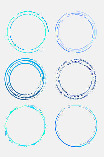 线条手绘圆形科技科幻边框免抠素材