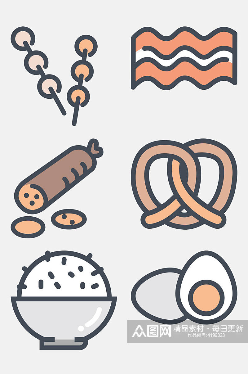 鸡蛋米饭卡通美食图标免抠素材素材