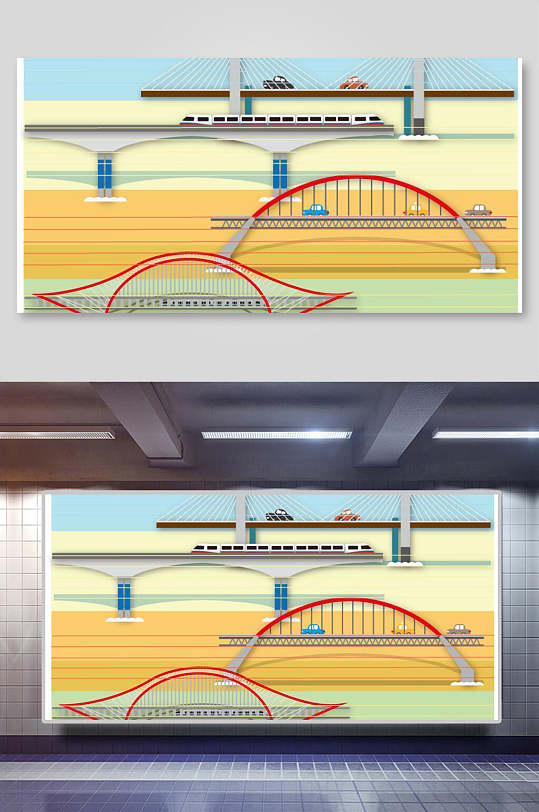 桥都手绘插画-众图网