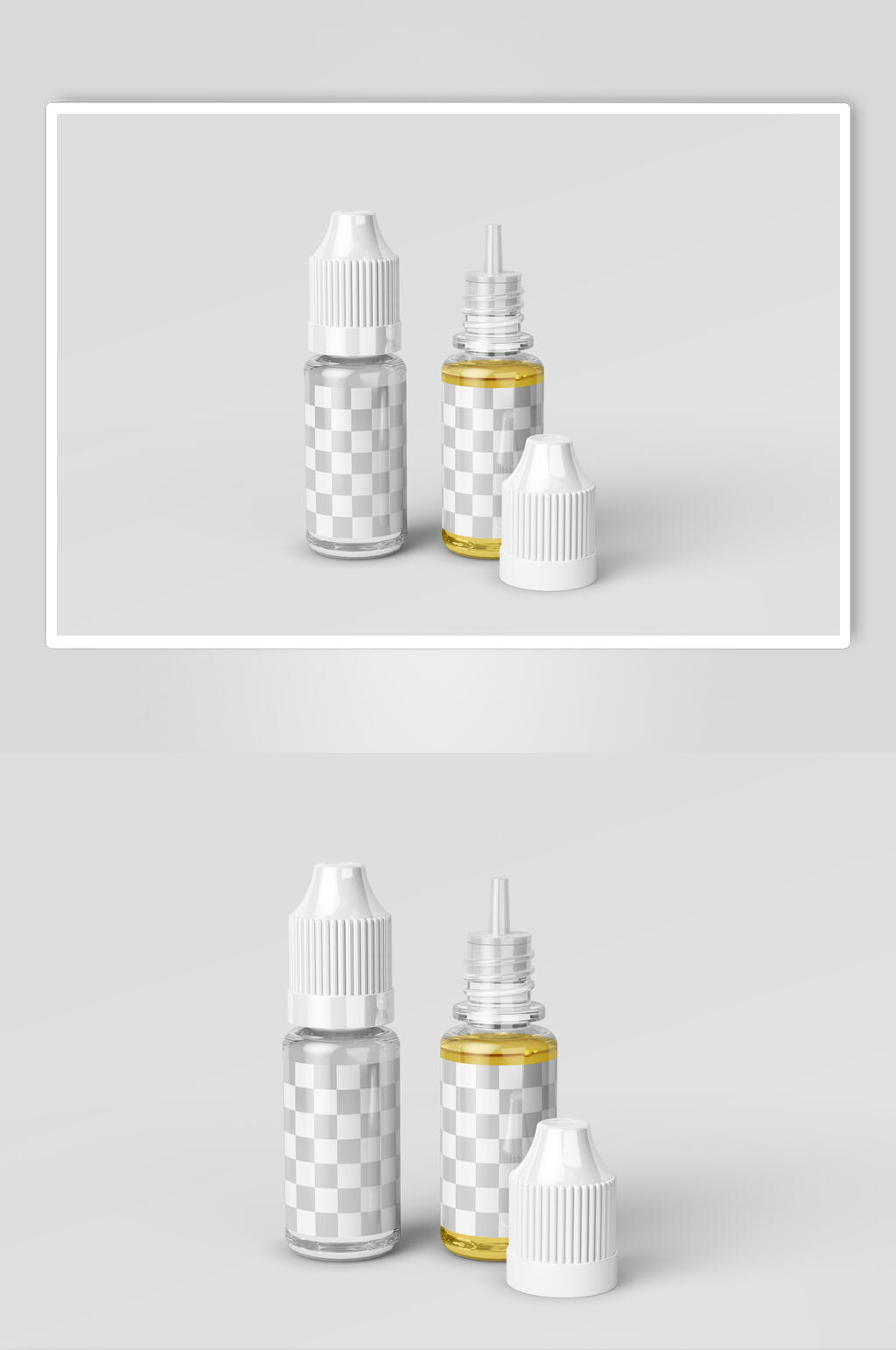 银白药瓶纸盒包装样机素材