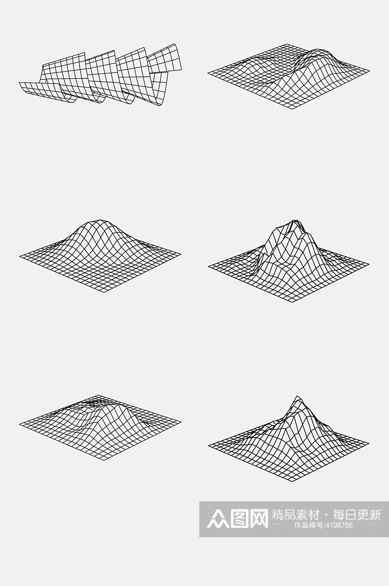 大气山坡几何网格透视空间免抠素材素材