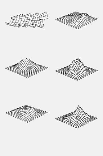 大气山坡几何网格透视空间免抠素材
