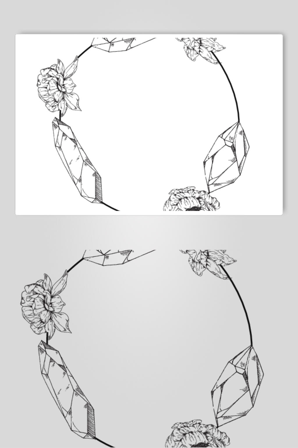 花圈花卉简笔画素材素材