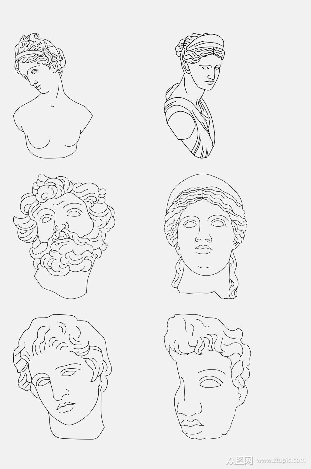 大气雕像艺术绘画线稿免抠素材素材