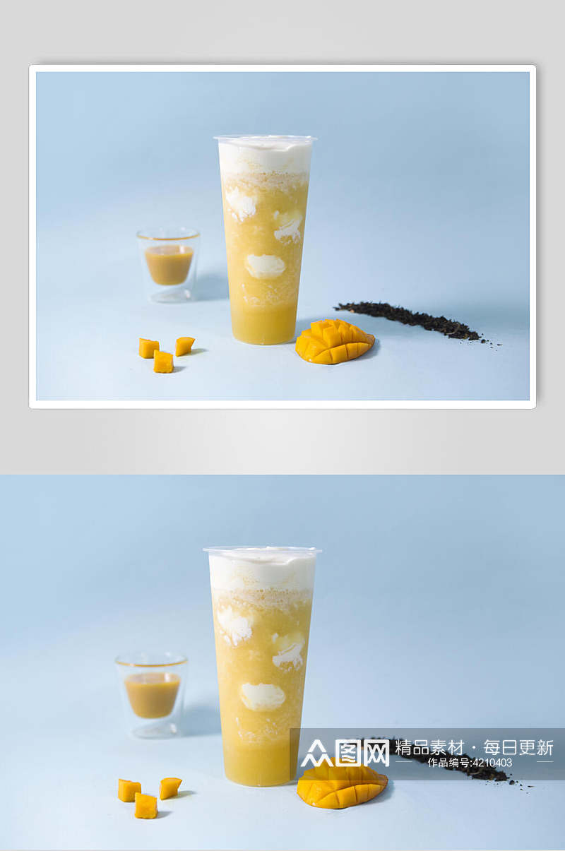 芒果奶盖奶茶果汁甜品食物高清图片素材