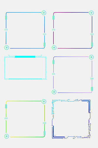 渐变时尚方形科技感边框免抠素材