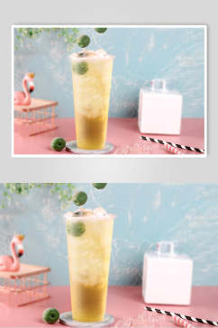 清新粉蓝色奶茶果汁甜品图片