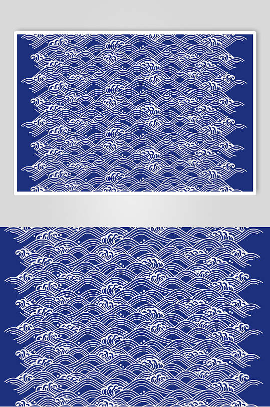 海浪蓝色手绘典雅花纹背景矢量素材