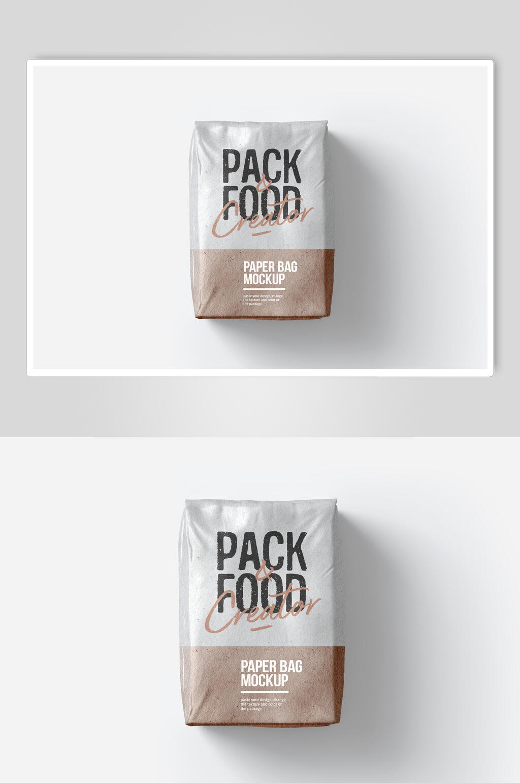 英文字母牛皮纸袋食品包装样机素材