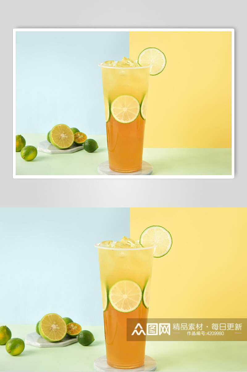 清新彩色柠檬水奶茶果汁甜品摄影图片素材