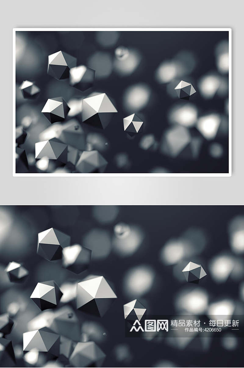 灰色悬浮几何立体图片素材