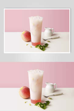 桃子奶茶果汁甜品图片