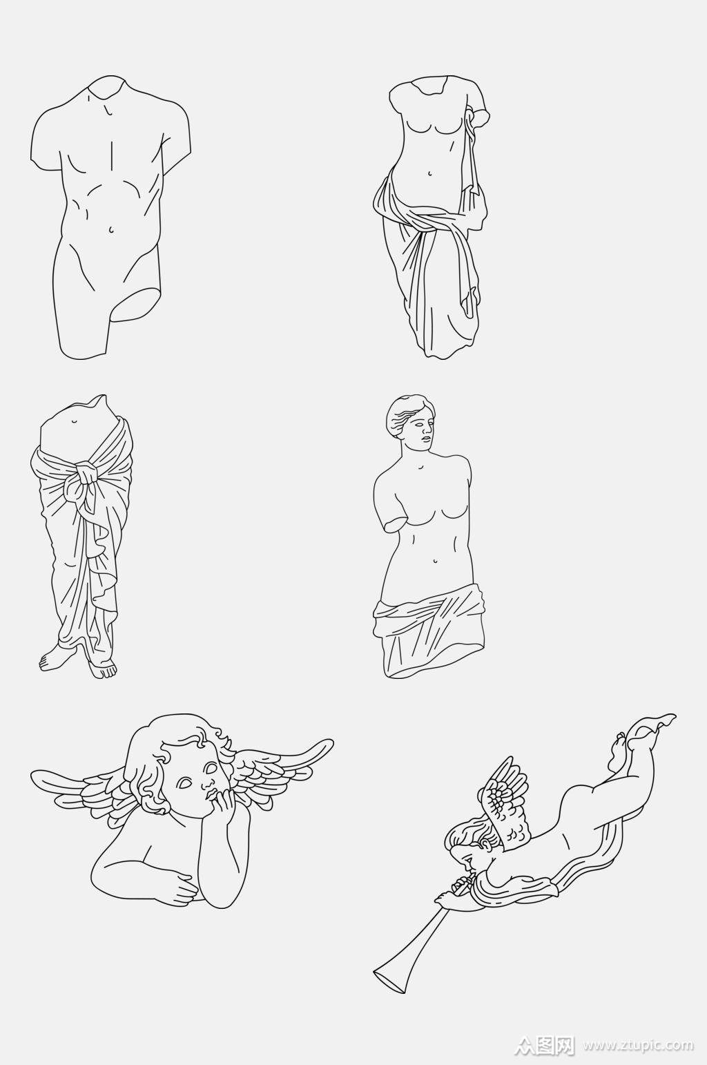 极简丘比特艺术绘画线稿免抠素材素材