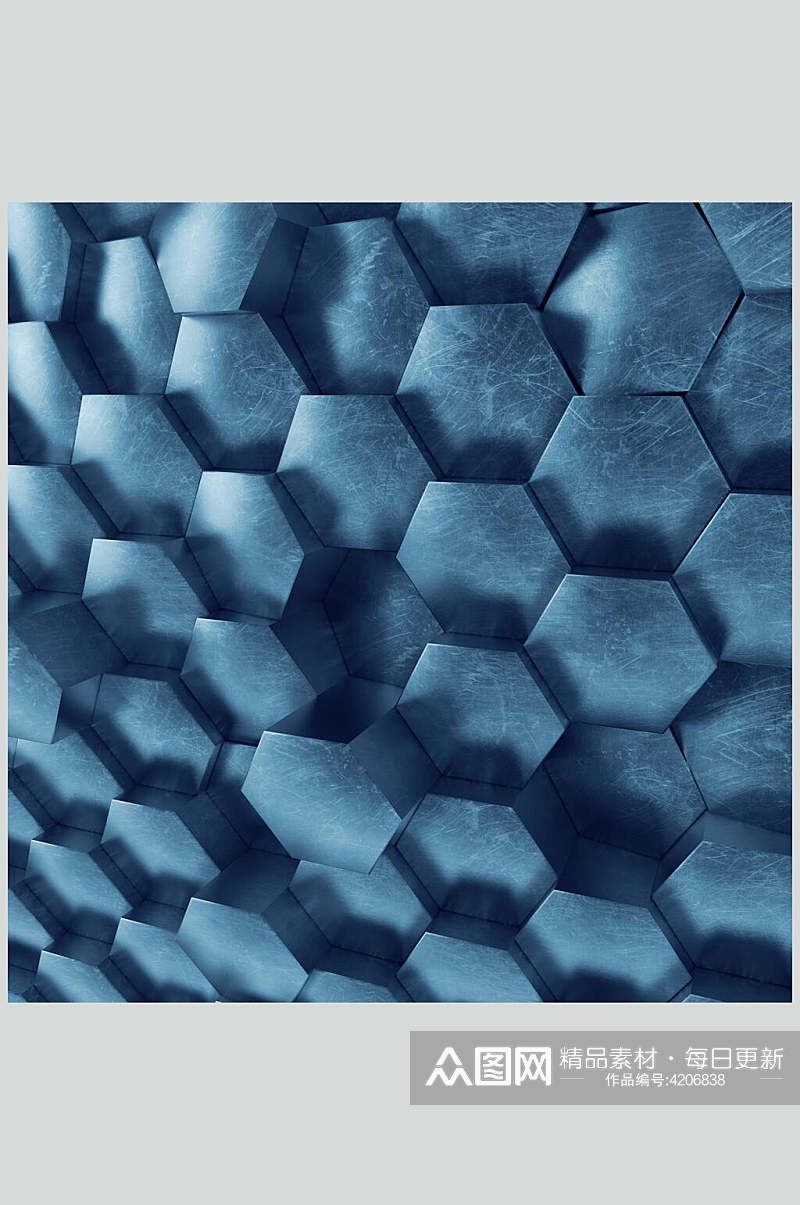 蓝色多边形几何立体摄影图片素材