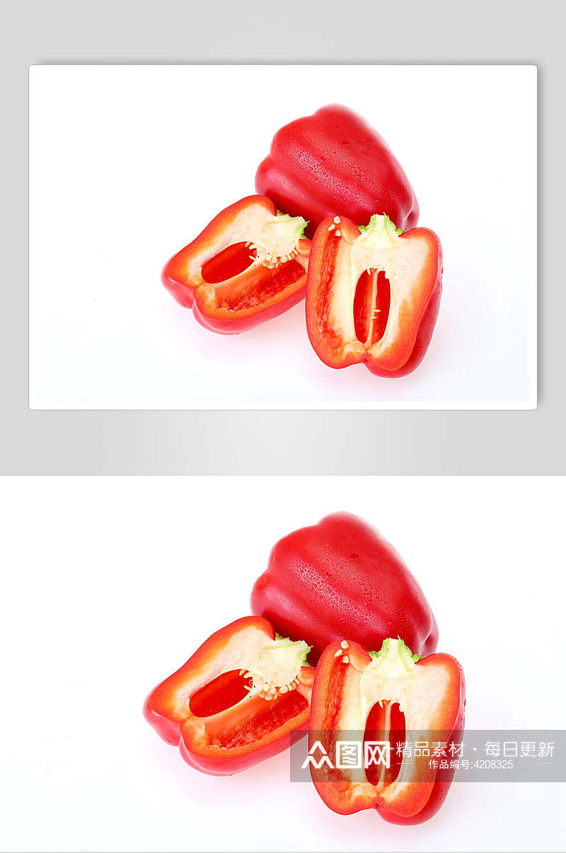 红色切半彩椒蔬菜图片素材