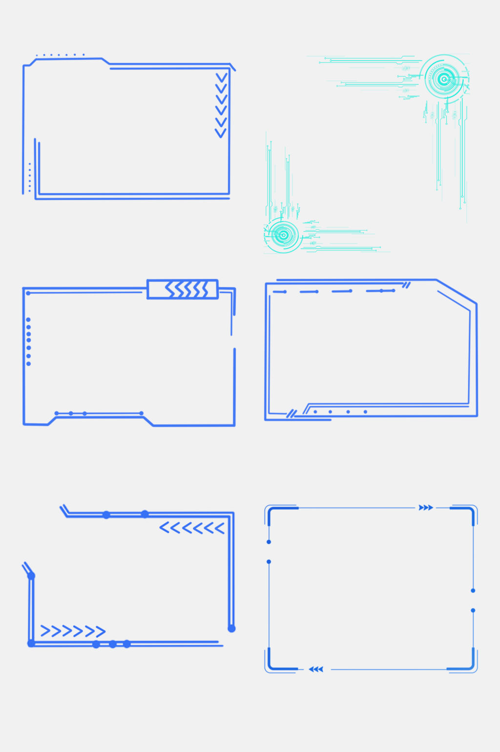 高清方形科技感边框免抠素材
