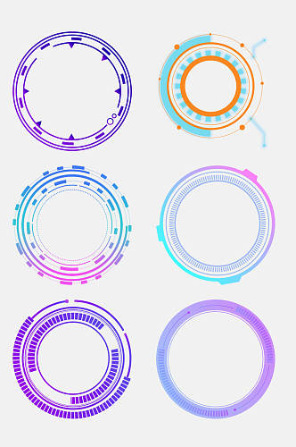紫色圆形科技科幻边框免抠素材