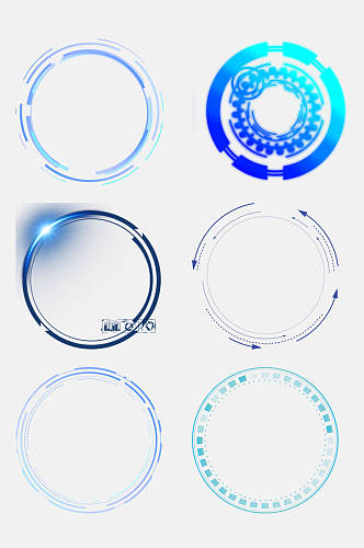 发光蓝色圆形科技科幻边框免抠素材