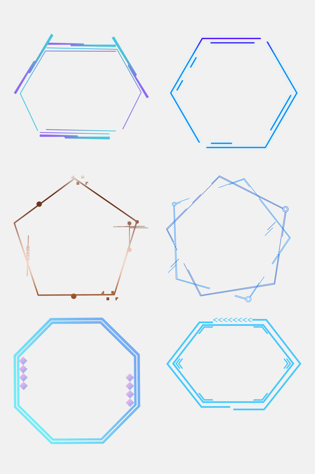 大气六边形科技几何边框免抠素材