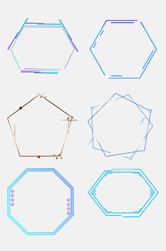 大气六边形科技几何边框免抠素材