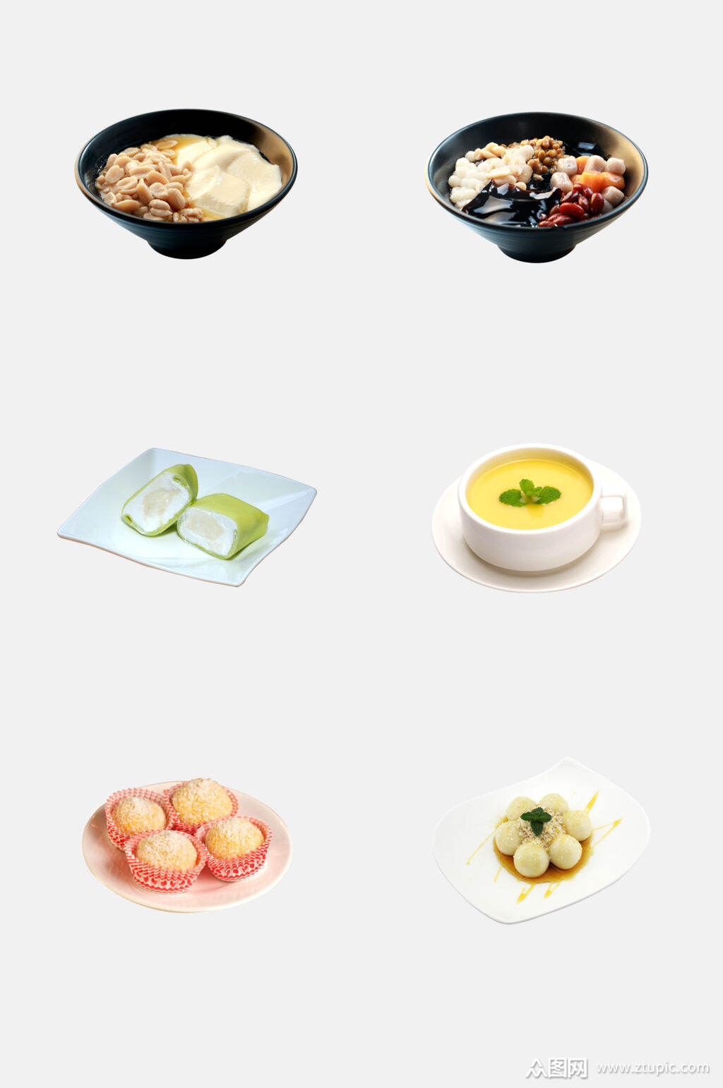 莲子豆腐盘子甜品糖水免抠素材