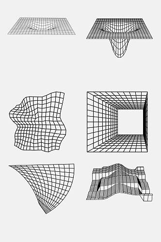 大气黑白几何网格透视空间免抠素材