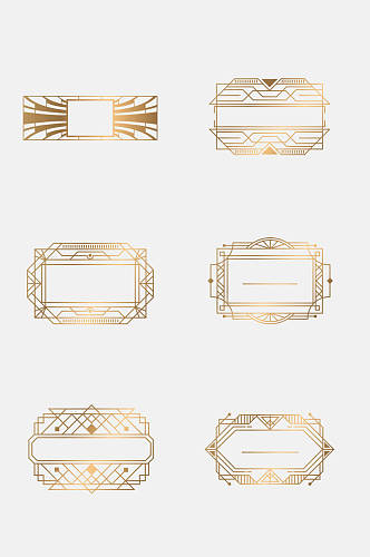 金色高端盖茨比花纹框免抠素材