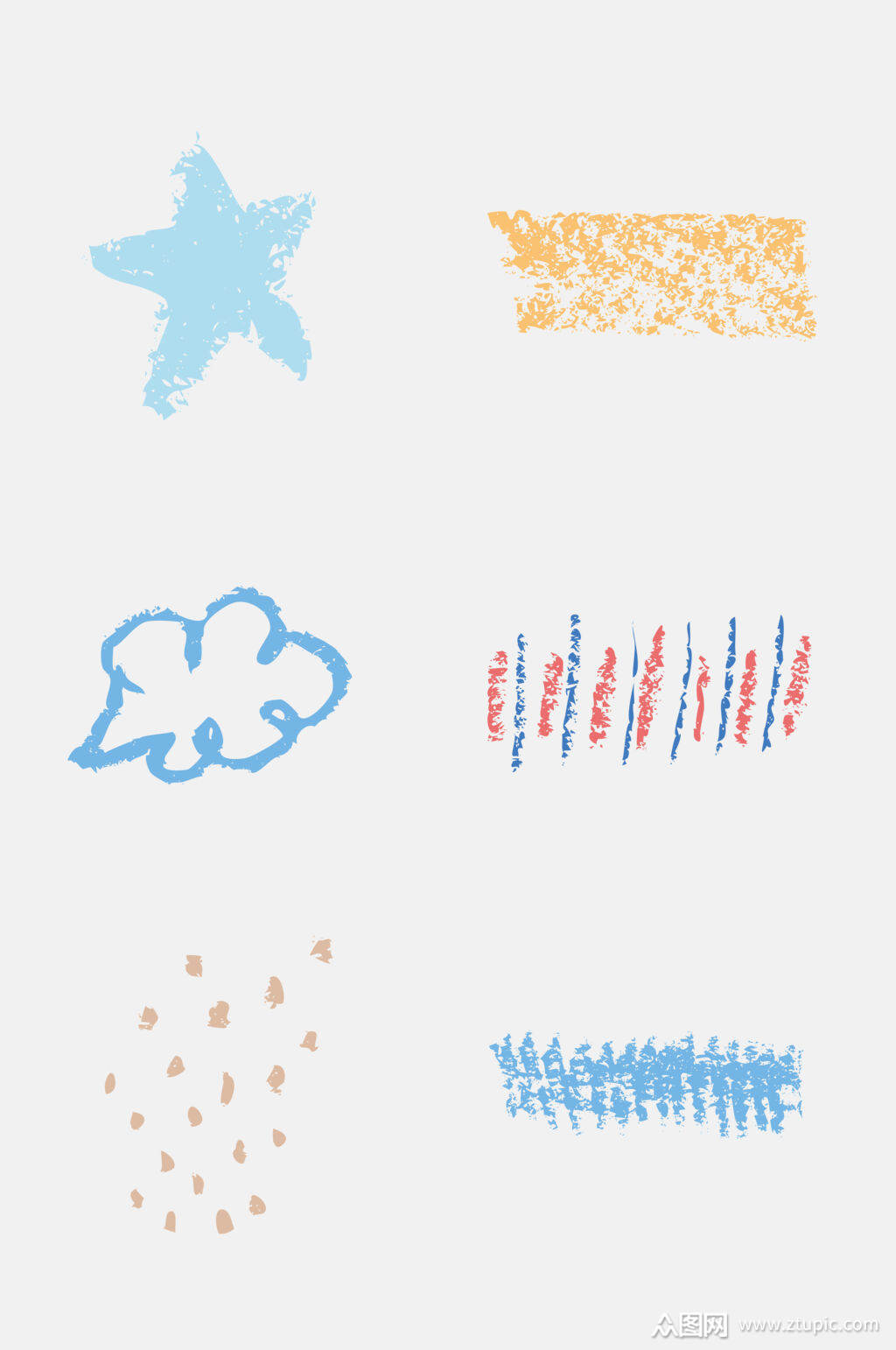 的创意大气星星蜡笔涂鸦免抠素材素材下载,本次作品主题是免抠元素