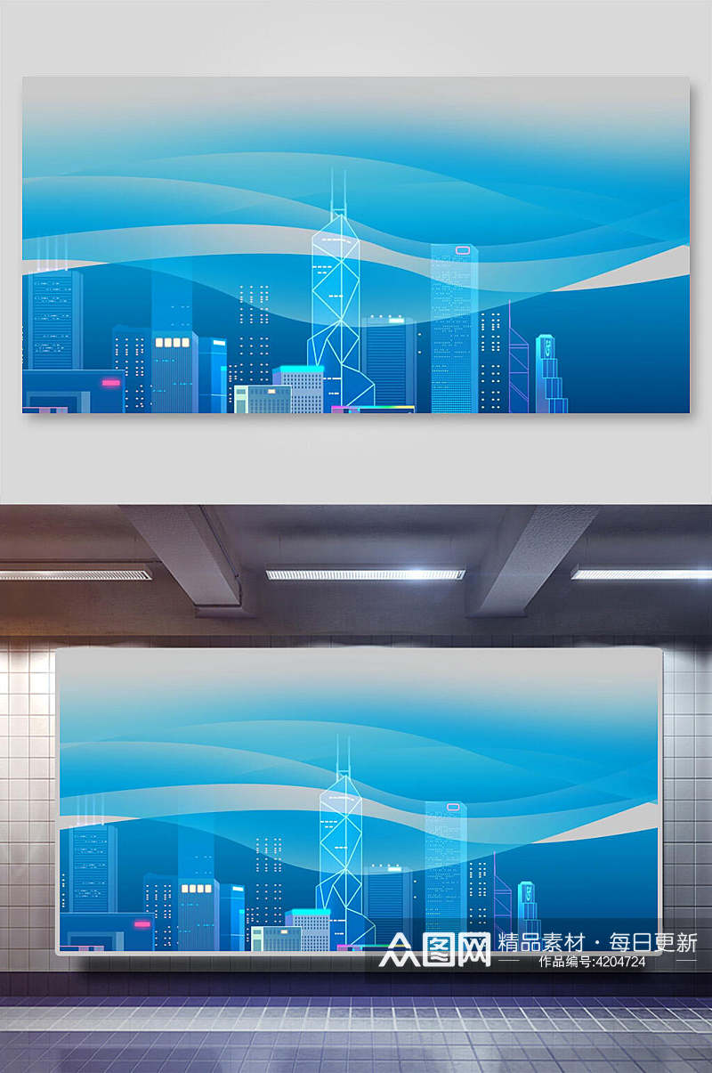 房屋建筑花纹蓝色现代科技背景素材