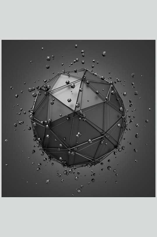 灰色四维球体几何立体图片