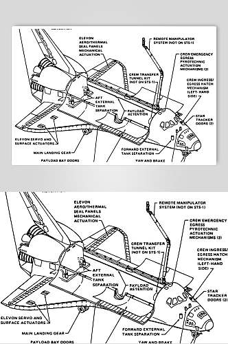 线条英文高端黑航空飞行器矢量素材