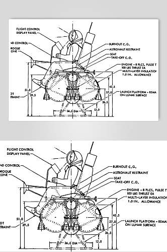 手绘英文高端黑航空飞行器矢量素材