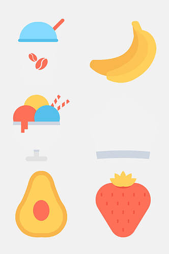 草莓香蕉食品类图标免抠素材