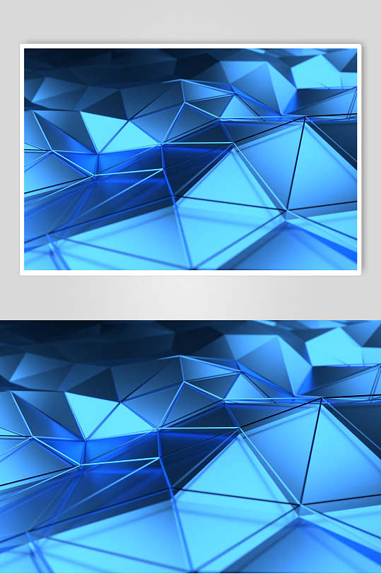 蓝色三角拼接几何立体图片