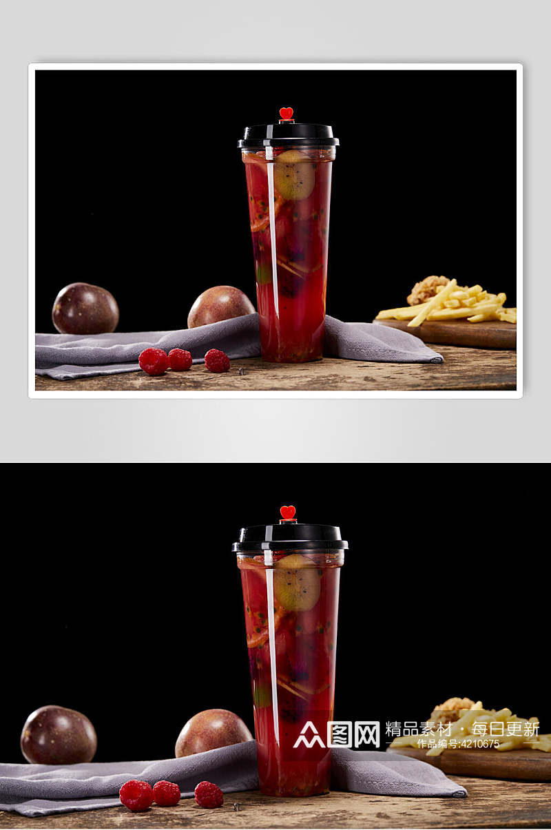 百香果奶茶果汁甜品餐饮图片素材