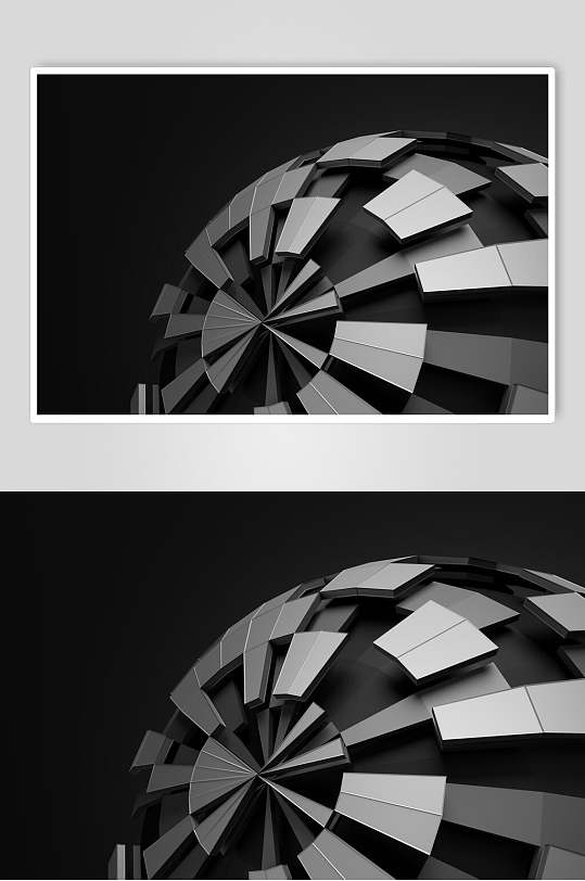 黑白球体几何立体图片