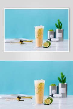 清新柠檬水奶茶果汁甜品摄影图片
