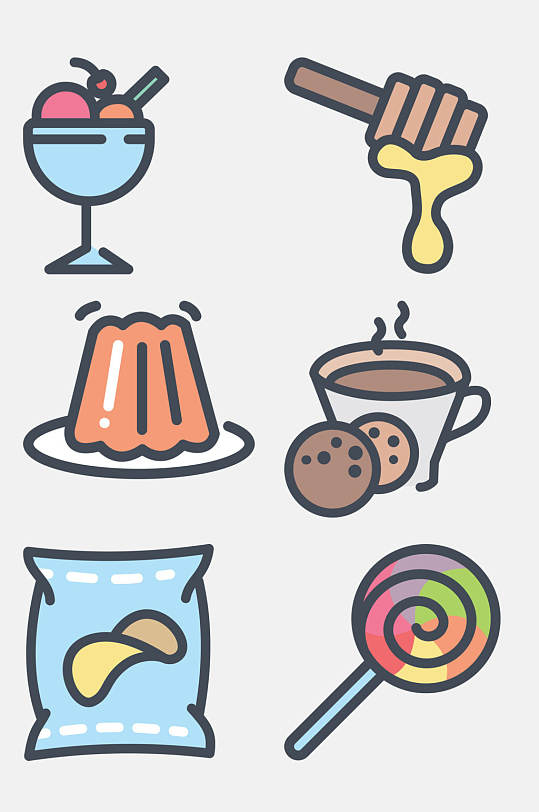 糖果蜂蜜布丁卡通美食图标免抠素材