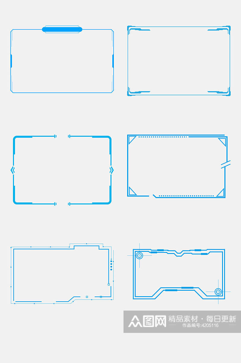 简约方形科技感边框免抠素材素材