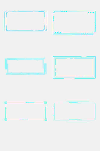 蓝色创意方形科技感边框免抠素材