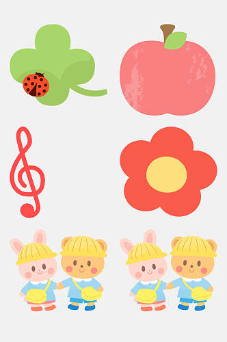 精美音符苹果卡通儿童图案免抠素材