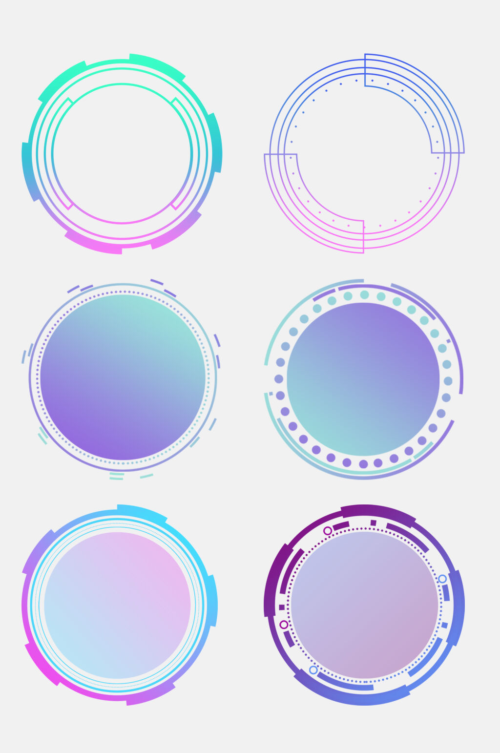 炫彩圆形科技科幻边框免抠素材