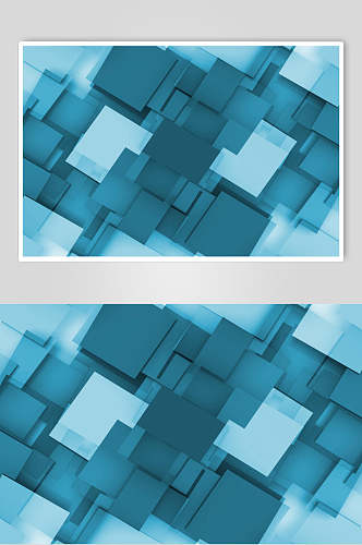 蓝色长方形几何立体图片