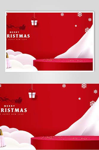 礼盒雪花红色大气高端圣诞节素材