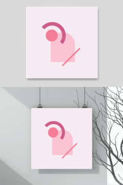 时尚粉色清新抽象手绘图画矢量素材
