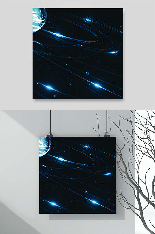 发光黑蓝大气高端星空太空矢量素材