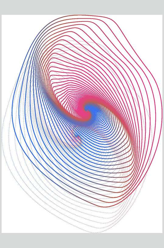 蓝红线条清新抽象线性图形矢量素材