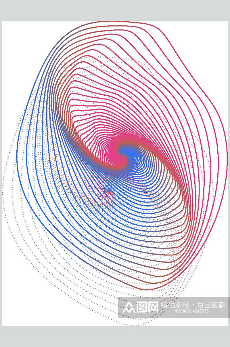 蓝红线条清新抽象线性图形矢量素材素材