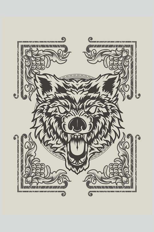 纹理动物黑黄复古装饰绘画矢量素材