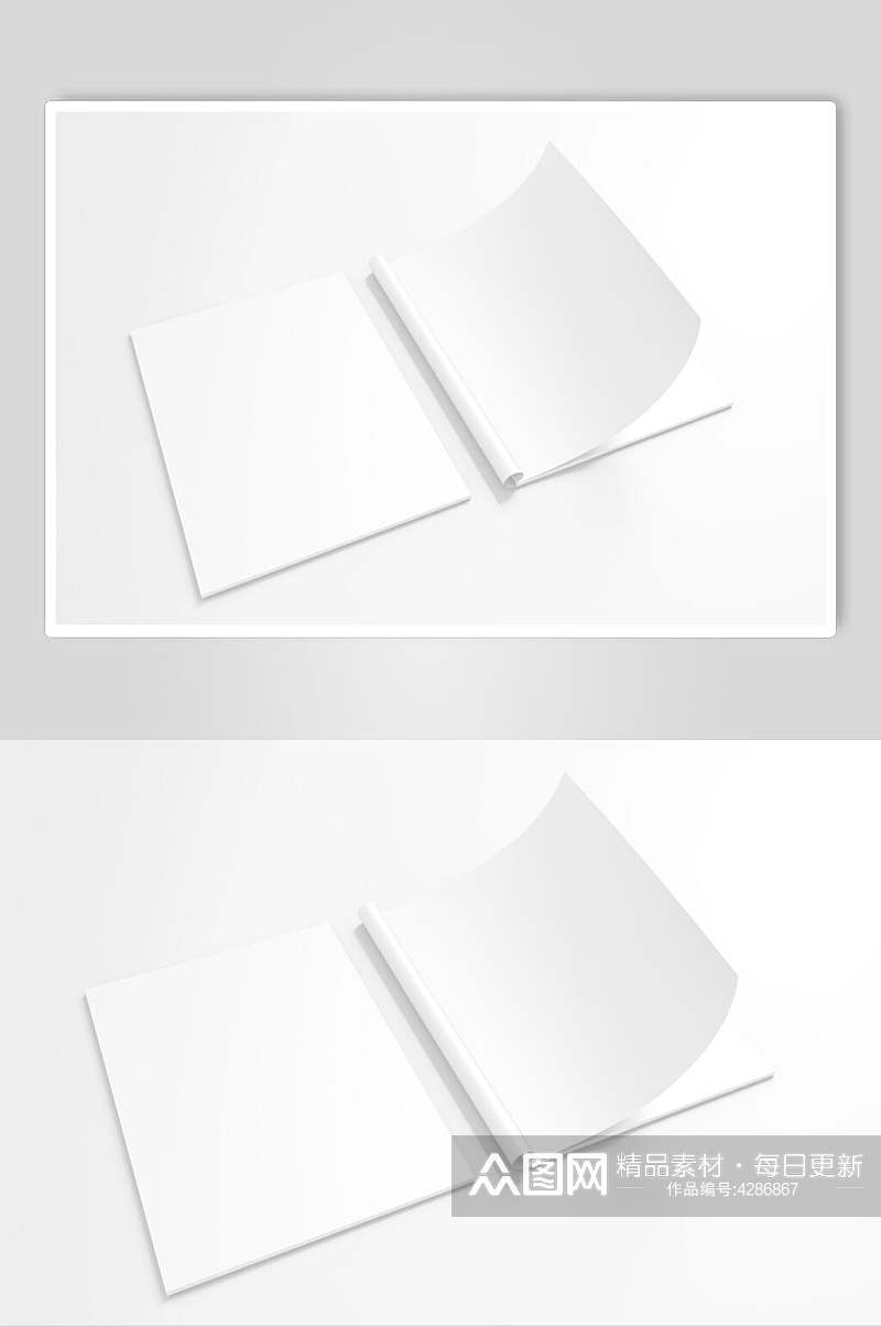 翻页方形竖版胶装画册展示样机素材